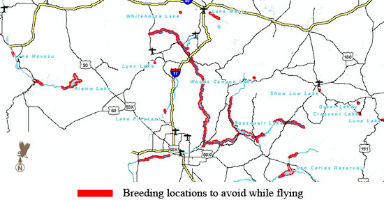 Breeding locations to avoid during flying