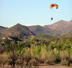 Low flying motorized parachute